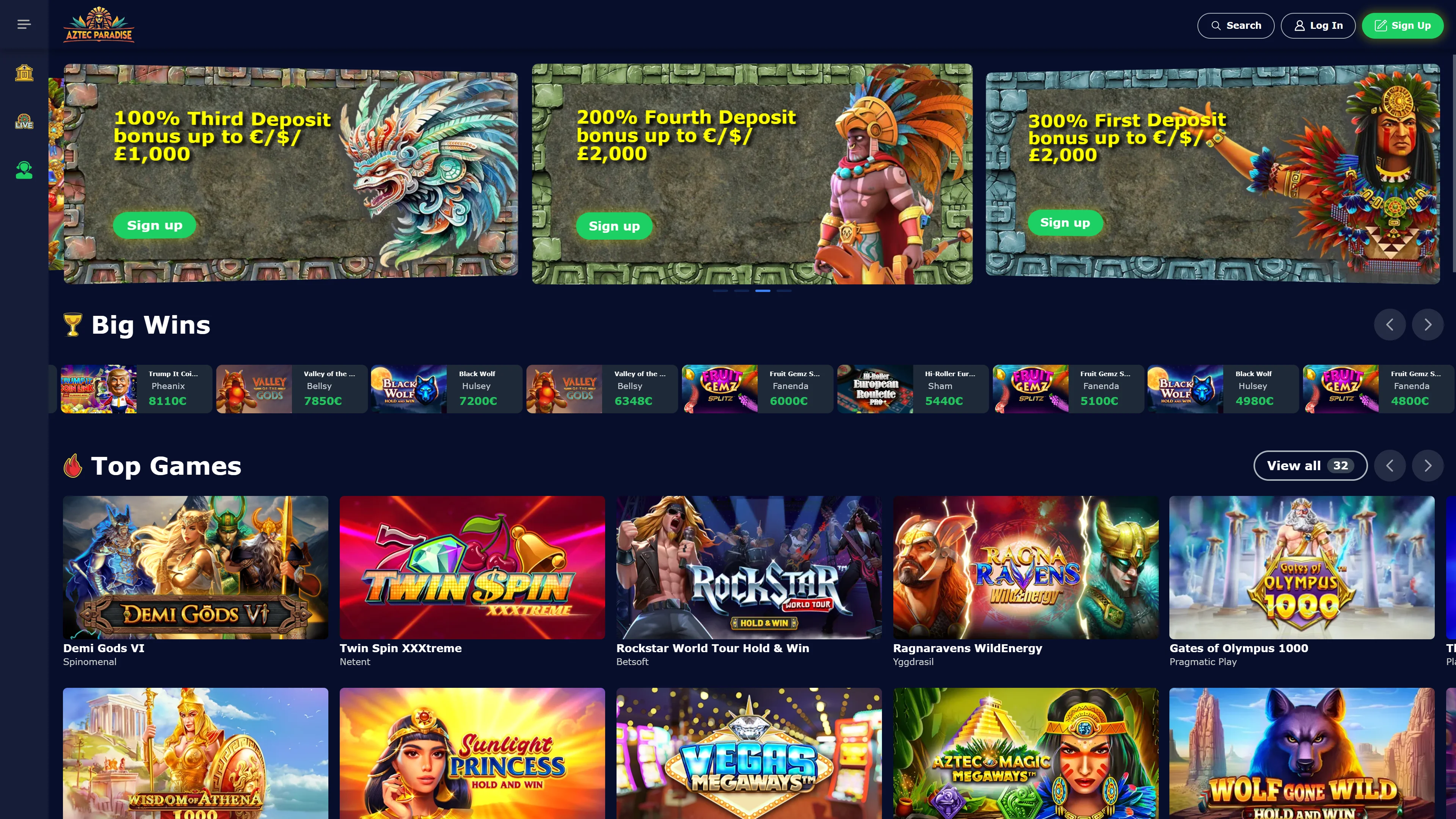 Aztec Paradise Casino Screenshot