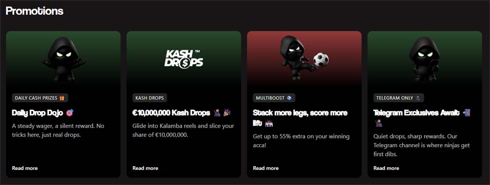 BetNinja Casino bonuses screenshot