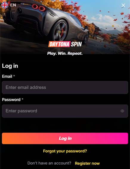 Daytonaspin Casino login screenshot