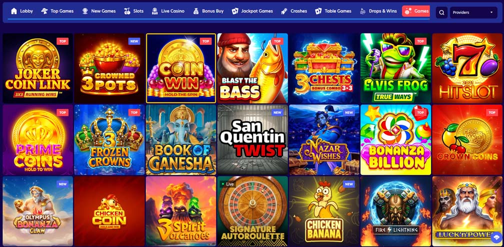 Evospin Casino games screenshot