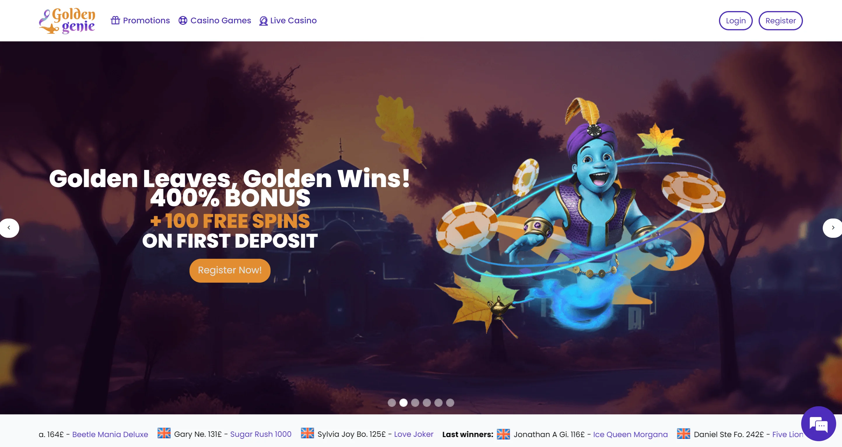 Golden Genie Casino Screenshot
