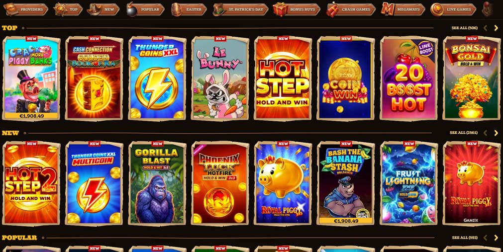 Lizaro Casino games screenshot