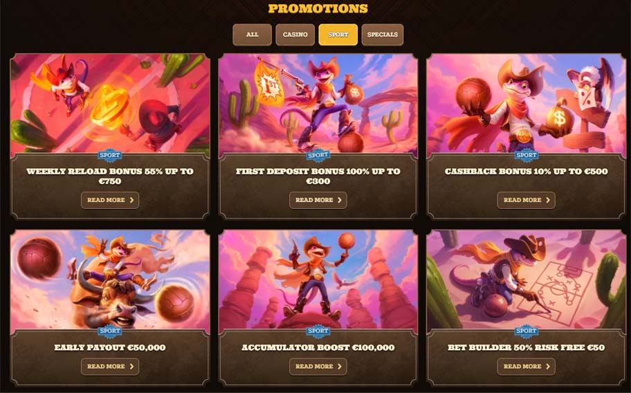 Lizaro Casino sports betting bonuses screenshot