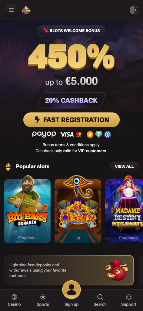 Lucki Casino mobile screenshot