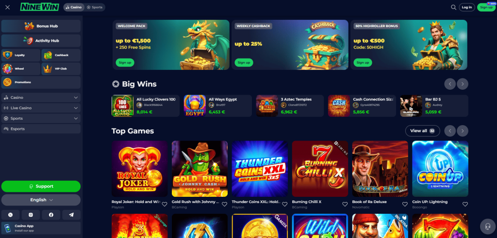 Ninewin Casino screenshot