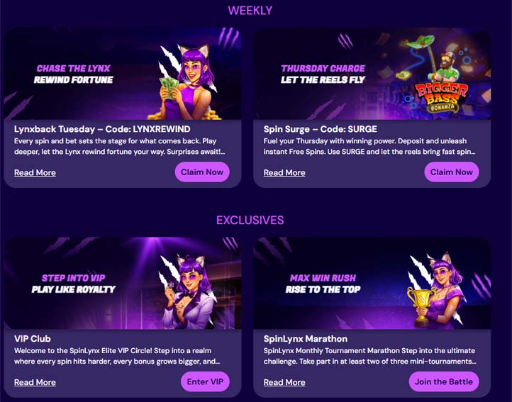 Spinlynx Casino bonuses screenshot