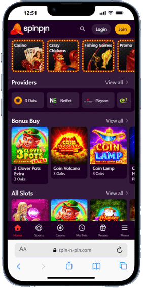 Spinpin Casino mobile screenshot