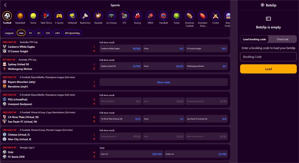 Spinpin Casino sportsbook screenshot