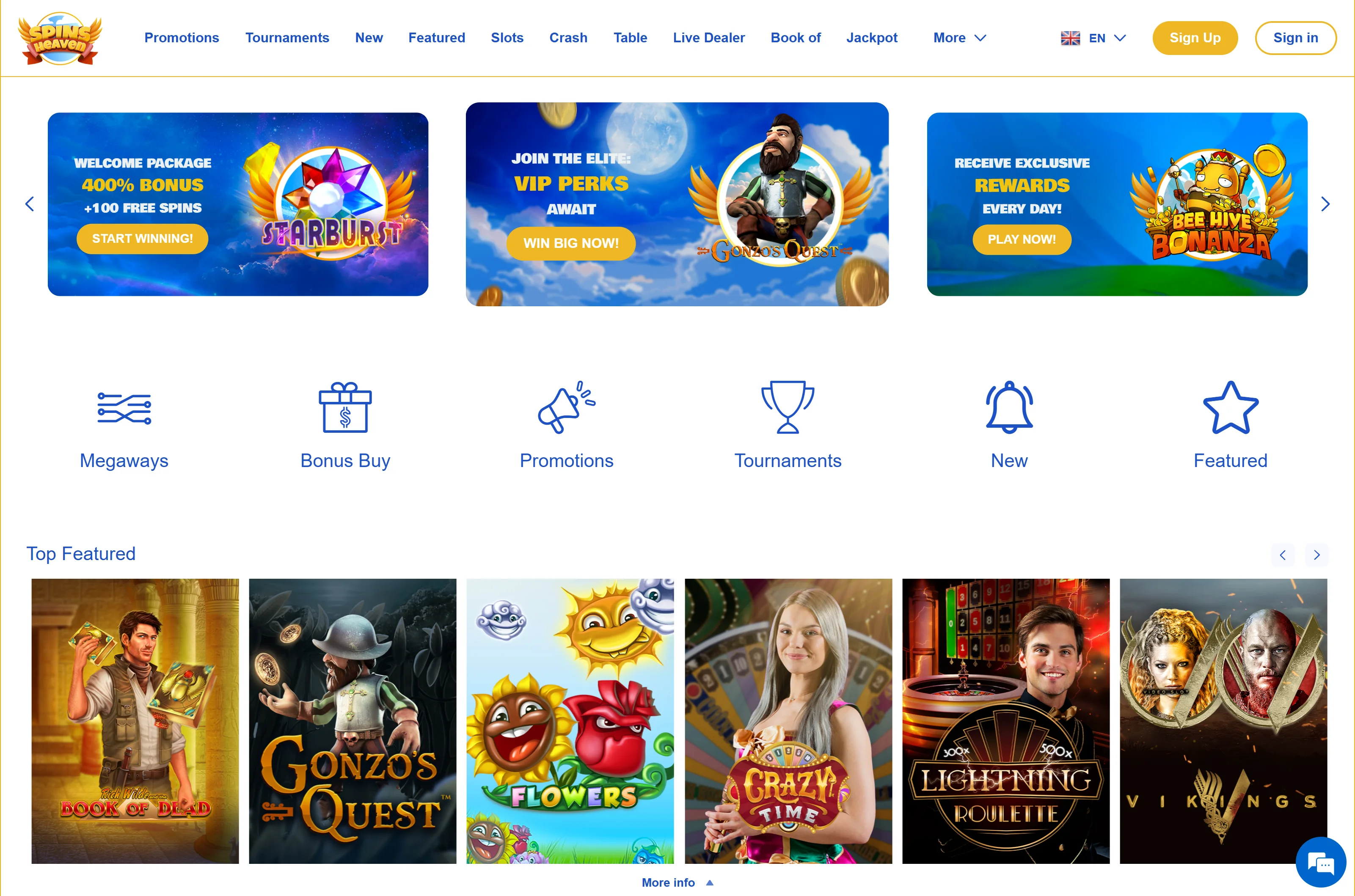 Spins Heaven Casino Screenshot