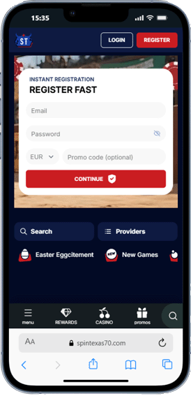 Spintexas Casino mobile screenshot