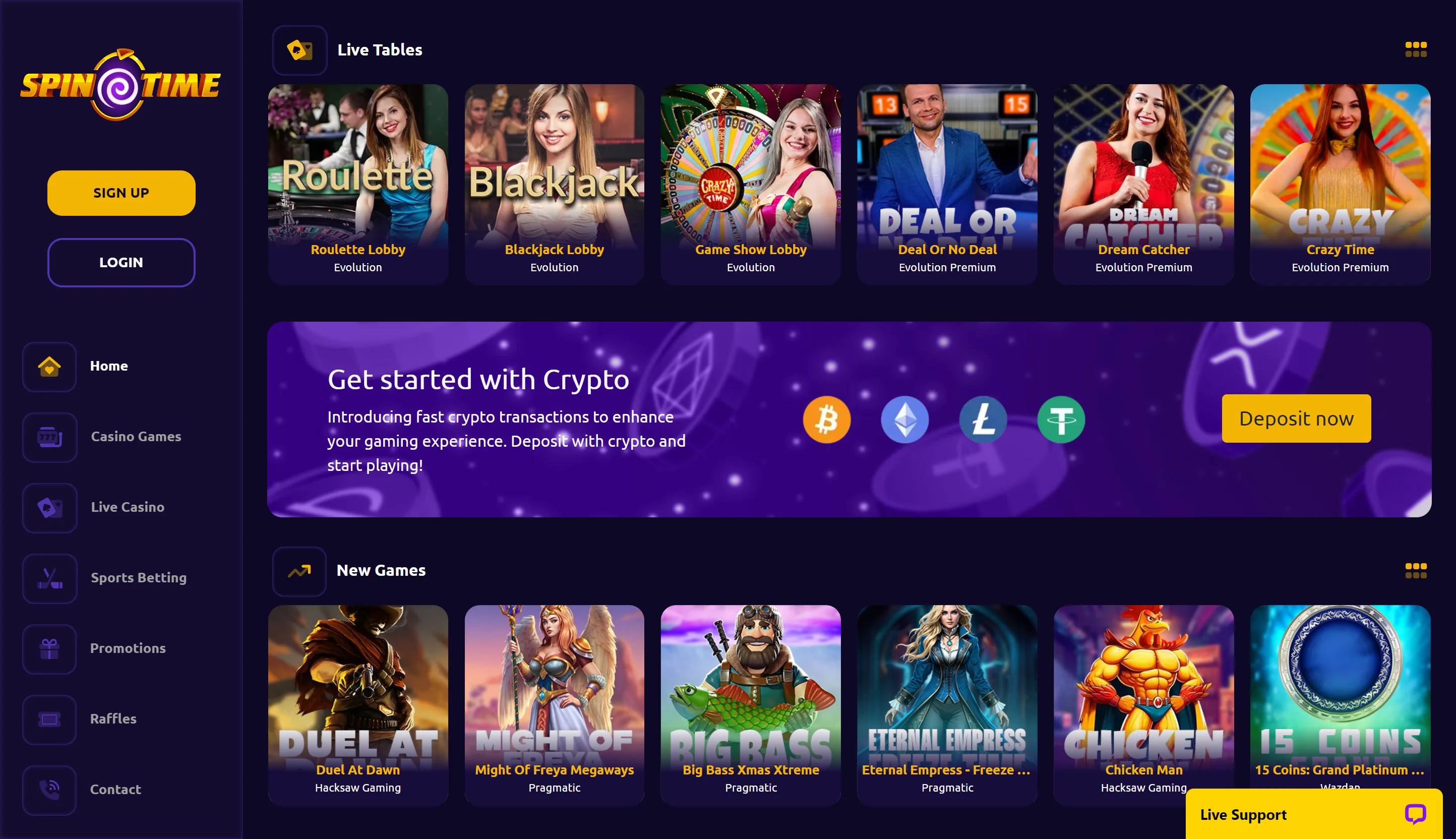 Spintime Casino Games Screenshot