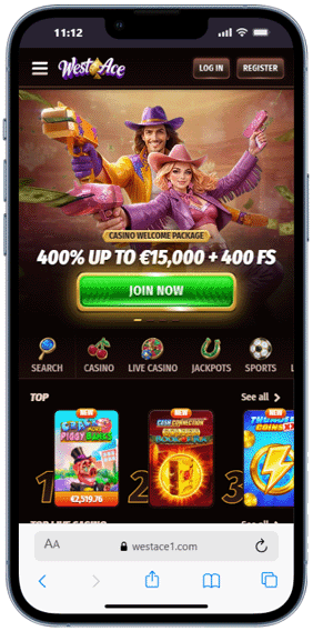 Westace Aasino mobile screenshot