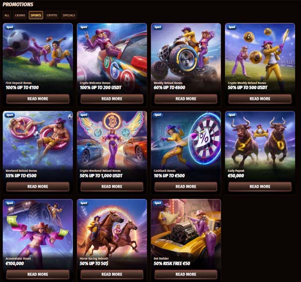 WestAce Casino sports betting bonuses screenshot