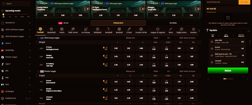 WestAce Casino sportsbook screenshot