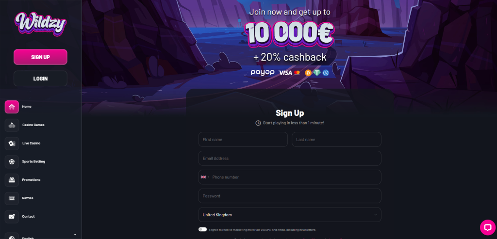 Wildzy Casino screenshot