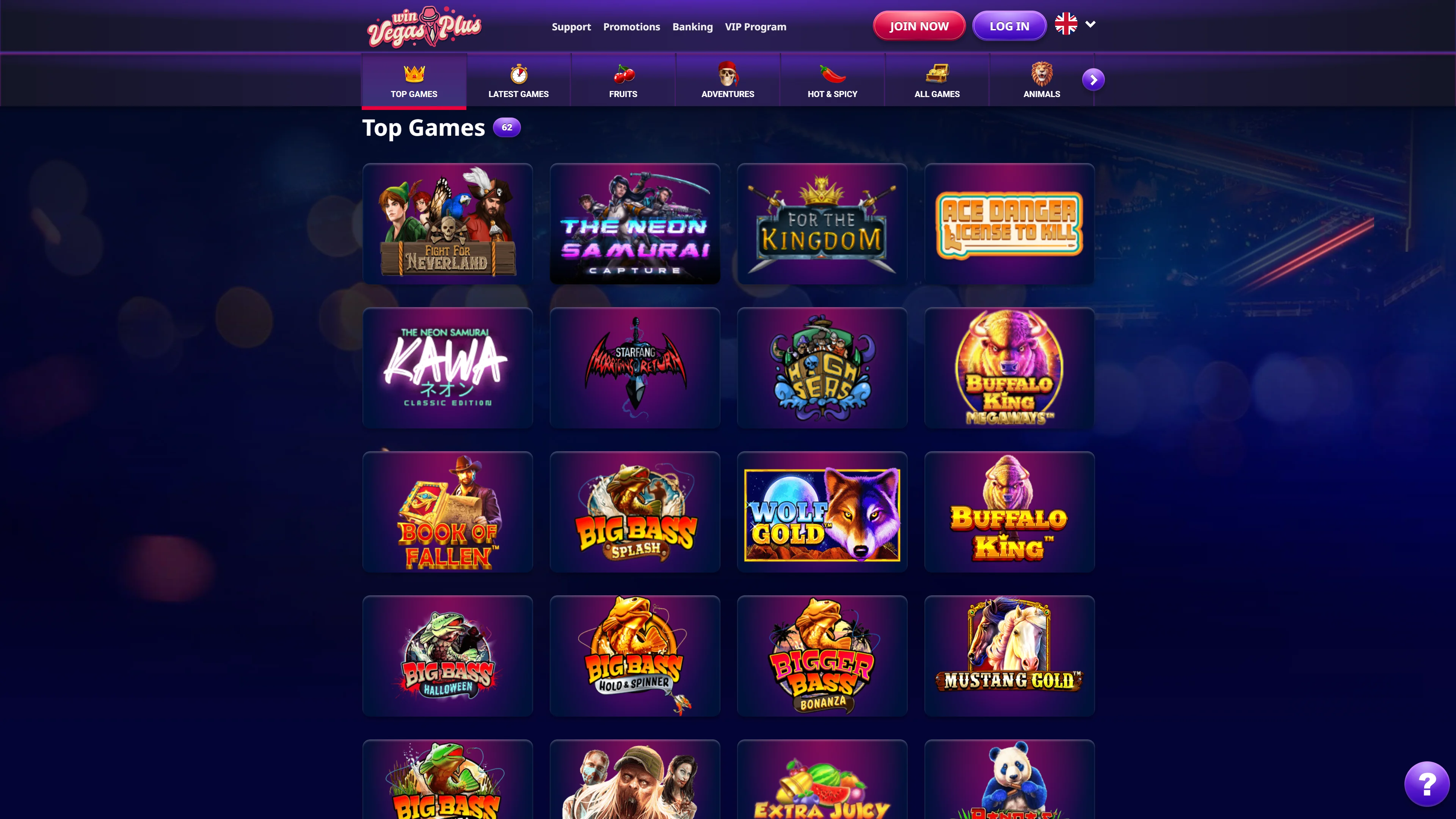 WinVegasPlus Casino Games Screenshot
