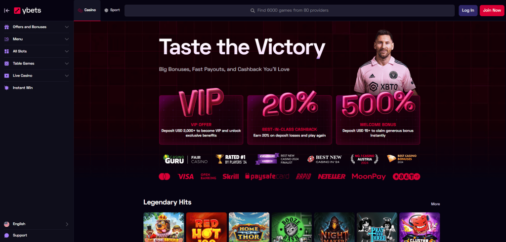Ybets Casino screenshot